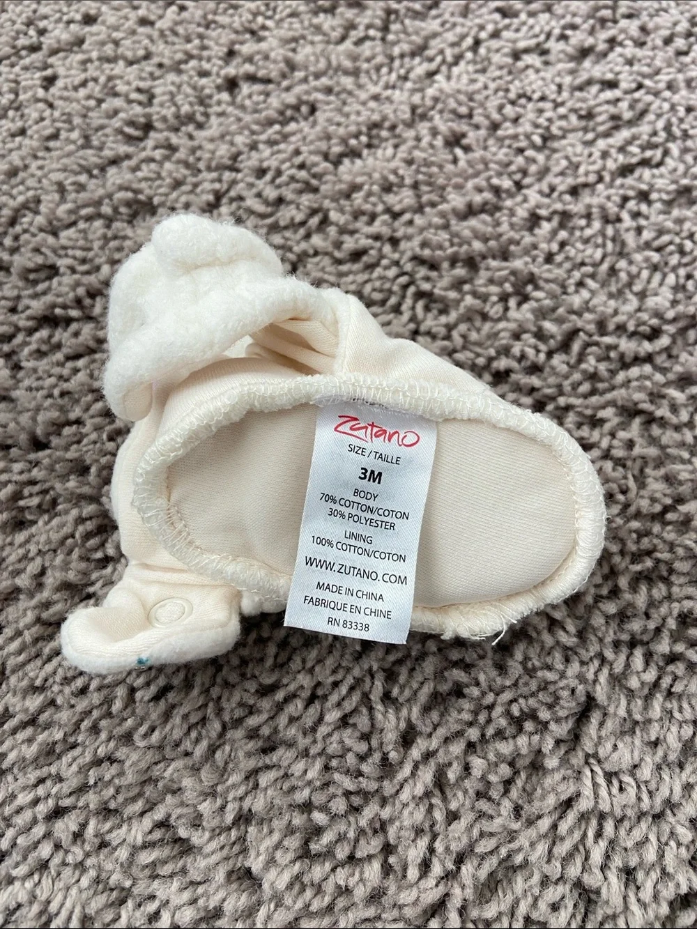 Zutano Cream Baby Booties 3M